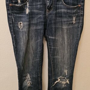 American Eagle Outfitters Dark Blue Distressed Boyfriend Jeans